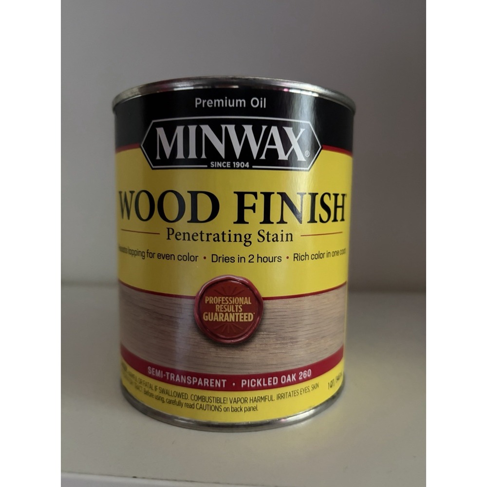 Minwax Pickled Oak 260 Wood Finish Oil-Based Wood Stain 1 Quart Semi-Transparent